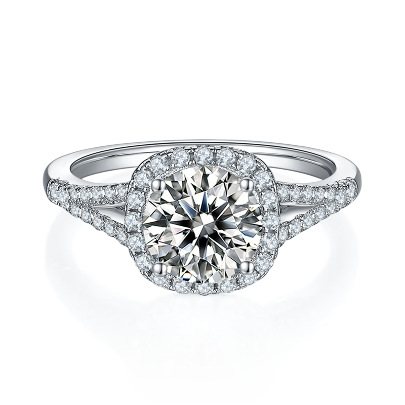 双臂方包S925银镀白金MoissaniteWomen's Ring1.5ctD级